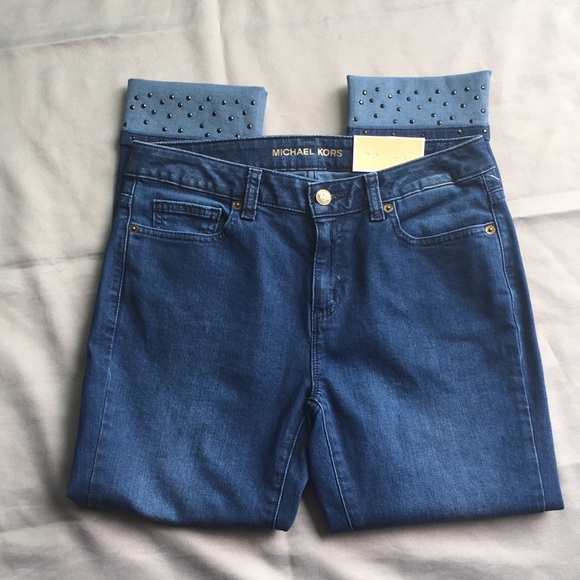 Micheal Kors Izzy Skinny Jewel Cuffed Jeans NWT - Picture 3 of 8